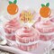 24 PCS Little Cutie Cupcake Toppers Glitter Orange Cupcake 2"W x 4.2"H